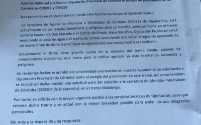 Arreglo y reparación urgente carretera.